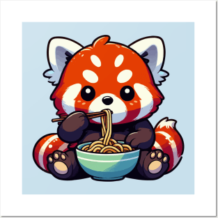 cute red panda ramen noodle holic Posters and Art